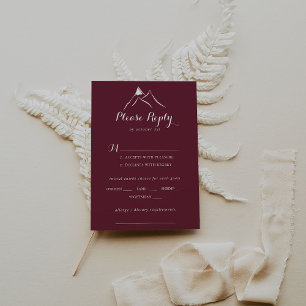 Burgundy White Mountain Weding Menu Choice RSVP