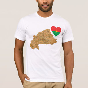 Burkina Faso Flag Heart and Map T-Shirt