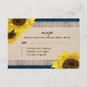 Burlap and Lace, Placas RSVP de Girassol