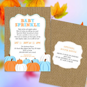 Burlap Boy Pumpkin baby sprinkle convite