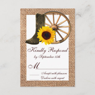 Burlap Cowboy Boots Wagon Wheel Sunflower RSVP