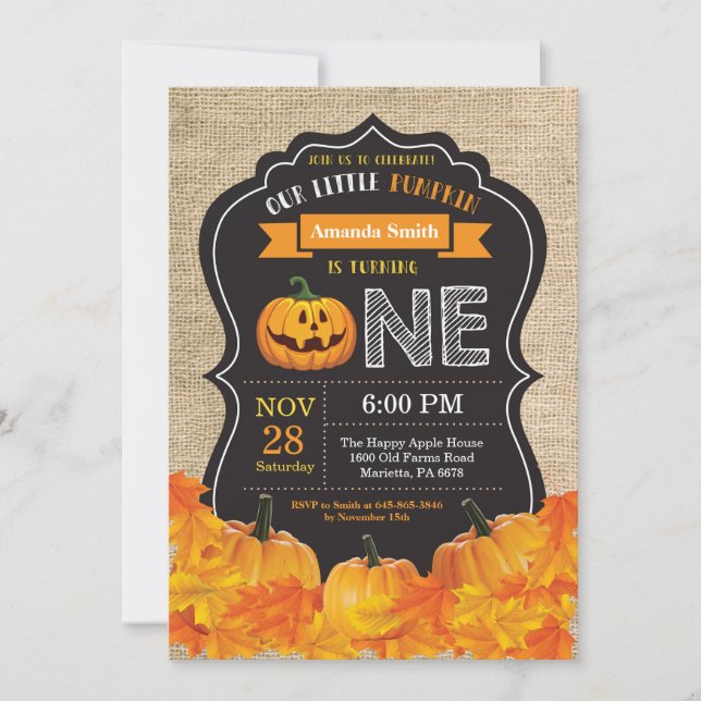 Burlap de Convite para primeiro aniversario de Abó (Frente)
