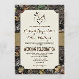 Burlap + Deer Hunting Camo Convites De Casamento