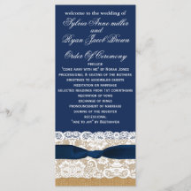 Burlap FAUX, programas de casamento apressados, du