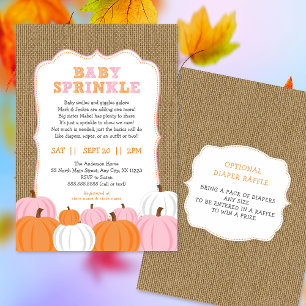 Burlap Girl Pumpkin baby sprinkle convite