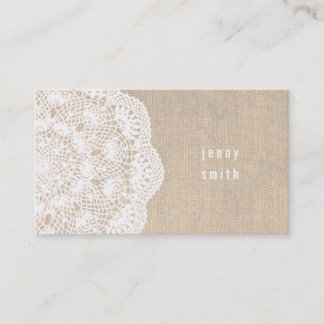 Burlap & Lace Doily Fashion Cartões de visitas
