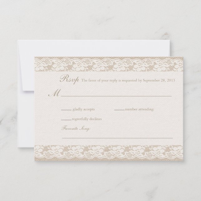 Burlap & Lace RSVP Card (Frente)