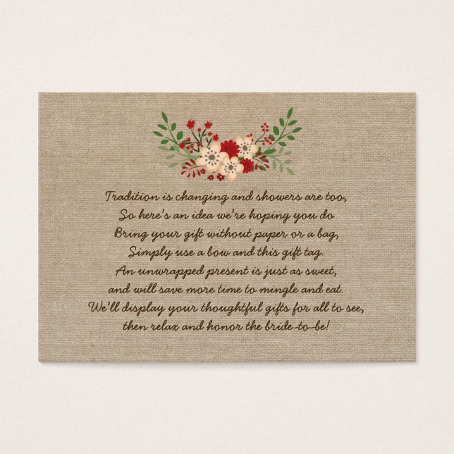 Burlap red Sem etiqueta de presente de chá de pane (Frente)