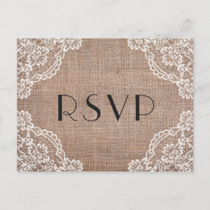 Burlap Russo com Cantos Lace Cartão postal RSVP