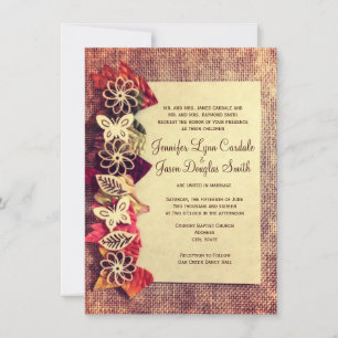 Burlap Russo e Deixa Convites de Casamento outono