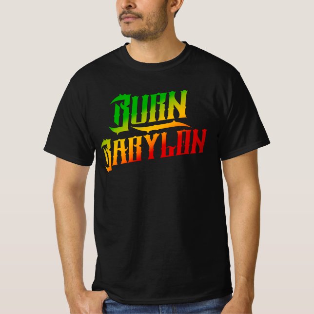 Burn Babylon Rasta Colors Reggae T-Shirt (Frente)