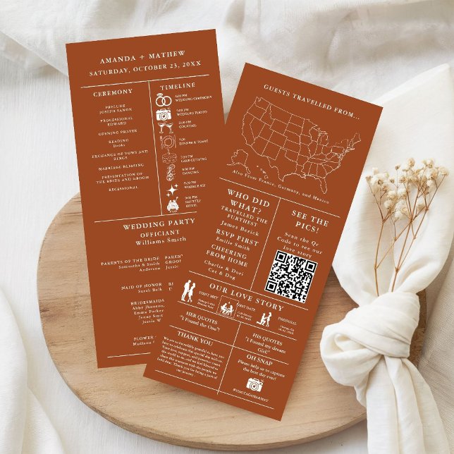 Burnt orange Wedding Infographic Program (Criador carregado)