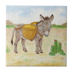 Burro com azulejo da cesta