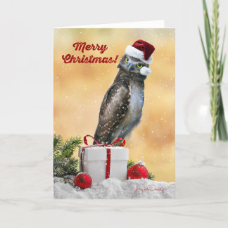 Burrowing Owl Christmas - Cartão dobrado 5x7