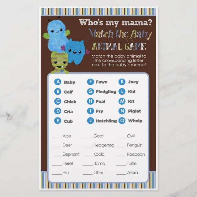 Busca de um jogo de Chá de fraldas de monstros de  (Frente)