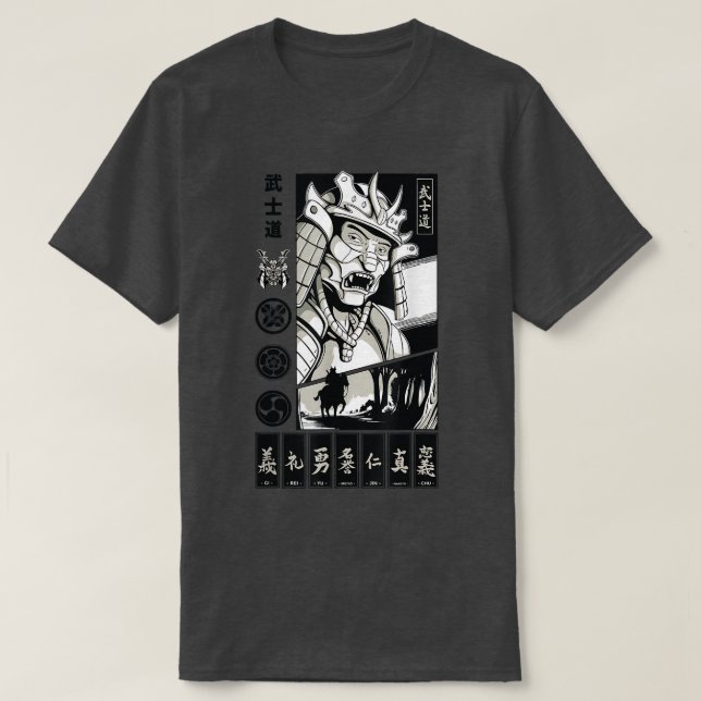 Bushido Samurai - Camisa De Arte Do Guerreiro Japo (Frente do Design)