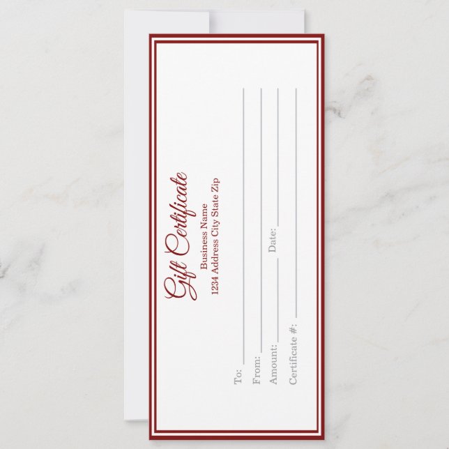 Business Gift Certificate - Printed Template (Frente)