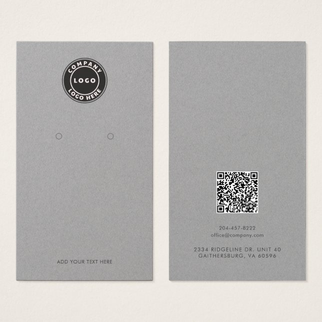 Business Logo and QR Code Earrings Display Card (Frente & Verso)
