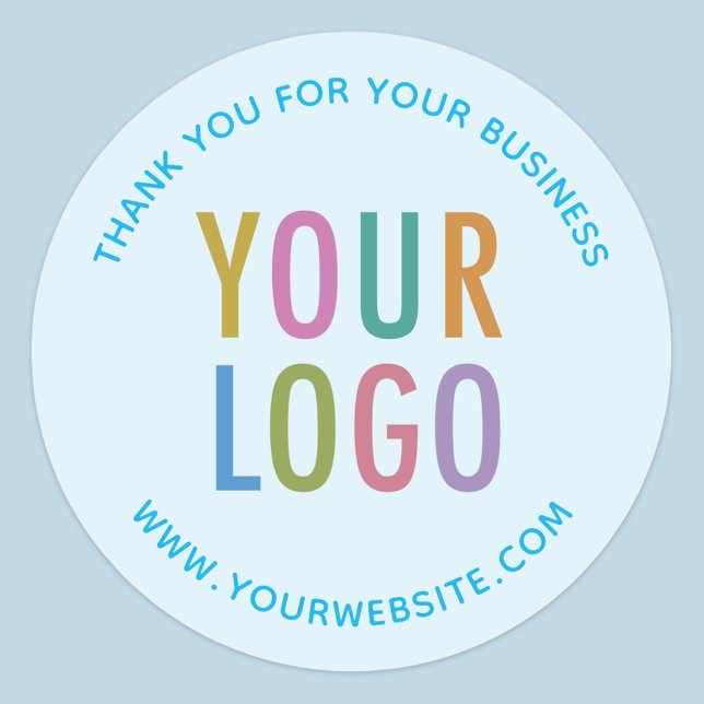 Business Obrigado Autocolantes Logótipo personaliz (MISOOK Light Blue Thank You for Your Business Sticker with Logo)