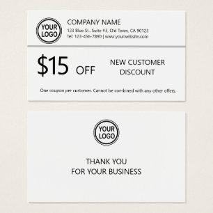 Business Promo Novo Cartão de Cupão de Desconto do