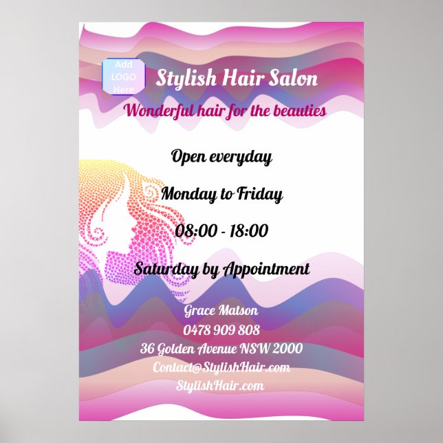Business Rainbow Waves Poster com logotipo (Frente)