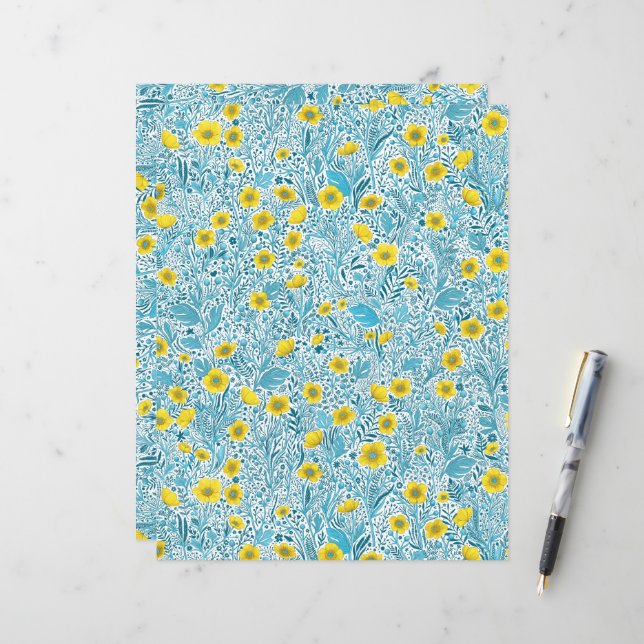 Buttercups, amarelo, azul e branco (Frente/Verso In Situ)