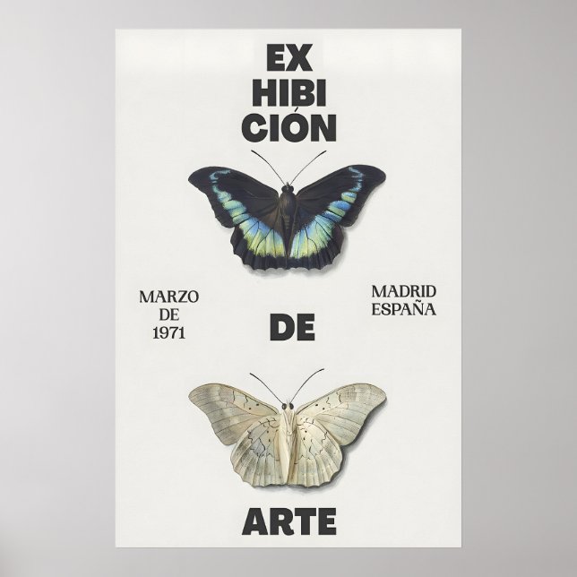 Butterfly Art Print 1971 Madrid Exhibition Poster (Frente)