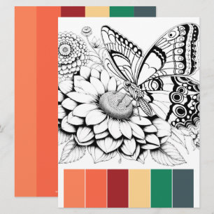Butterfly Cartões de Coloração para Adultos e Comb