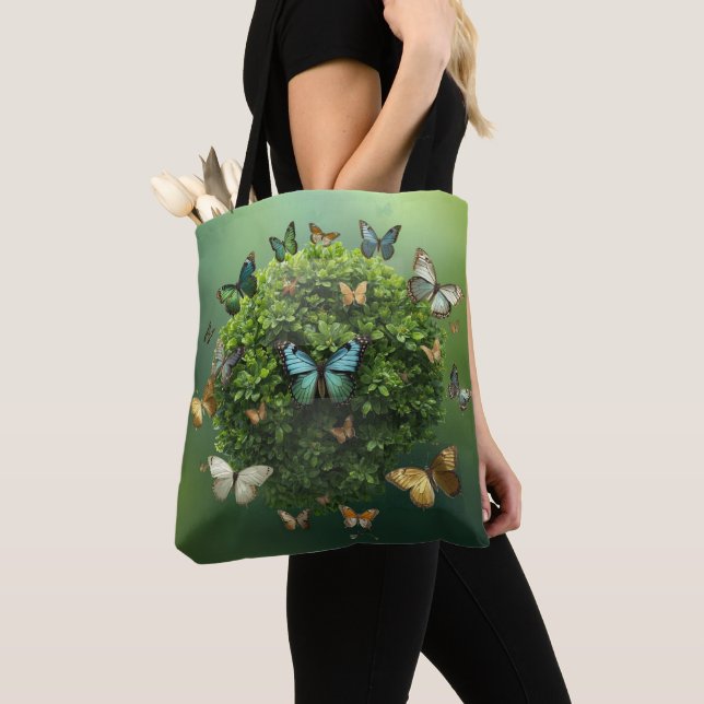 Butterfly Harmony Nature Sphere Eco Tote Bag (Close Up)