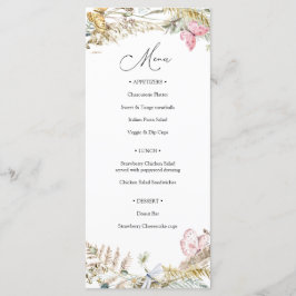 Butterfly no Way Boho Chá de fraldas Menu