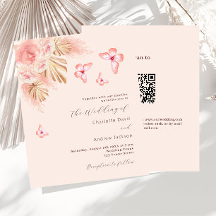 Butterfly pampas QR RSVP convite para casamento de