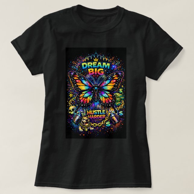 Butterfly Tees Co Camiseta Graffiti Borboleta 0047 (Frente do Design)