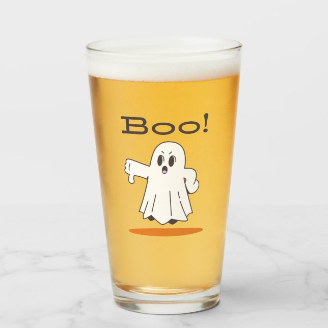 Buu! Copo de Pint Beer Halloween Engraçado (Frente (Preenchido))