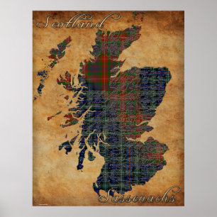 C18th Scotland e poster da arte do mapa de