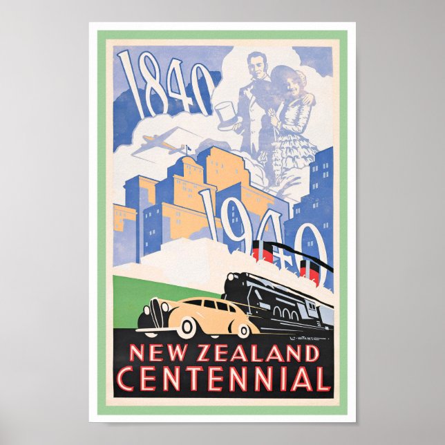 c1940 TRAVEL POSTER NEW ZEALAND (Frente)