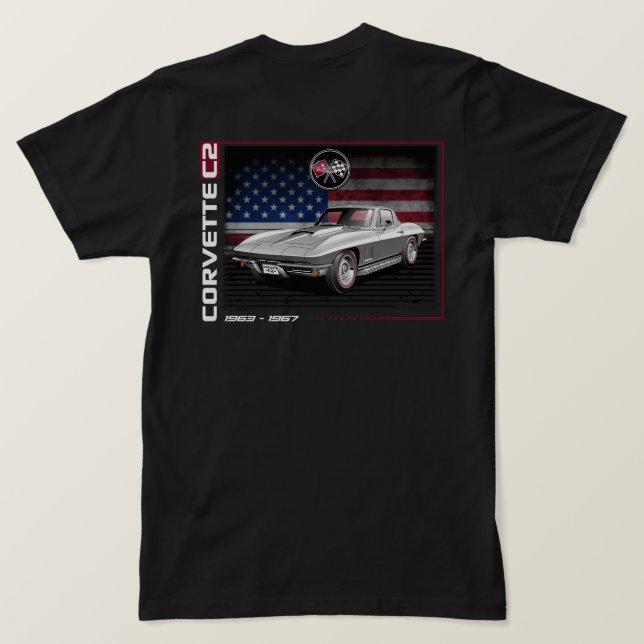 C2 Corvette - Camisa T de dois lados (Verso do Design)