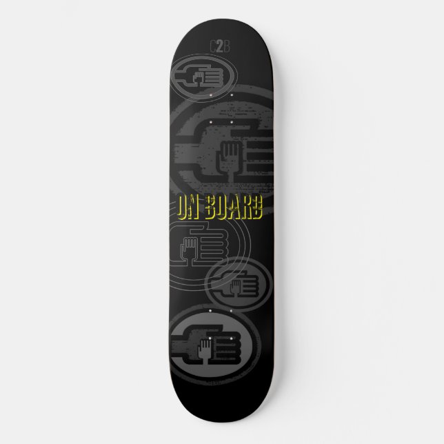 C2B: No CONSELHO 8, 1/2", no skateboard preto (Frente)