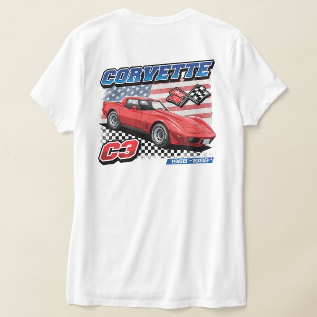 C3 Corvette - Camiseta T-Shirt de duas faces (Postura das costas)
