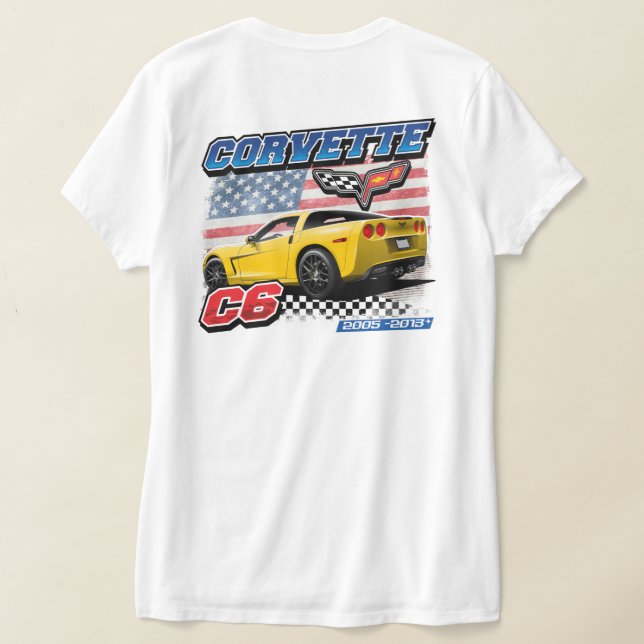 C6 Corvette - Camiseta T-Shirt de duas faces (Postura das costas)