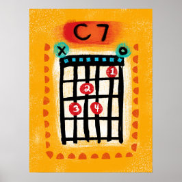 C7 Guitar Chord Poster Wall Art - Música Colorida