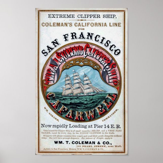 C.A.FARWELL Clipper Ship Historical Repro Poster (Frente)