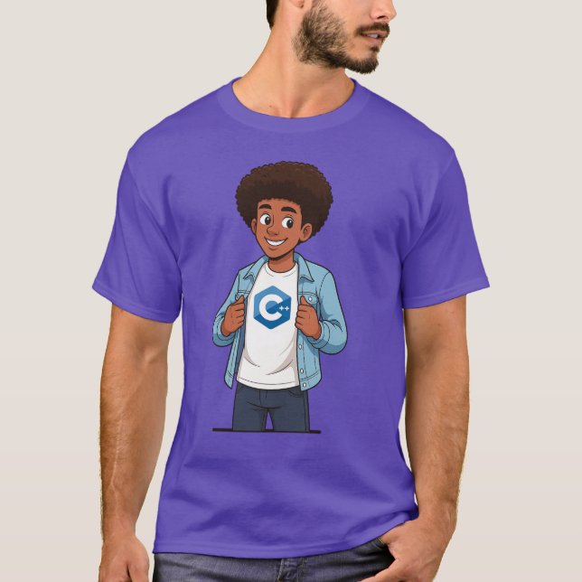 C++ Cartoon Programmer T-Shirt (Frente)