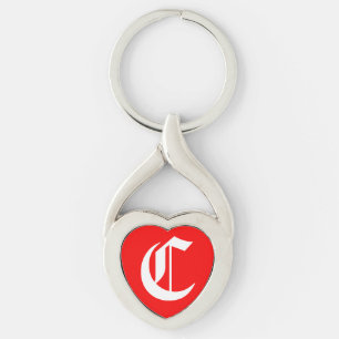 "C" Chaveiro de Coração Vermelho