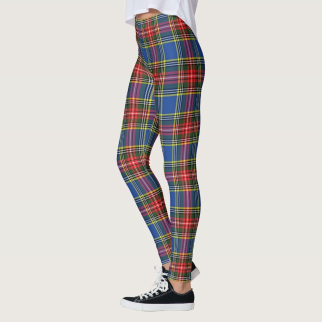 C Clan MacBeth Tartan Moderno Escocês Leggings Fem (Esquerda)
