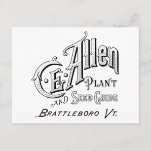 C.E. Cartão postal Allen Plant & Seed Guide 1894