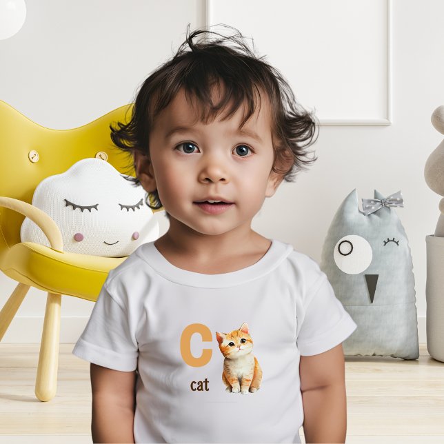 C é para Camiseta de Bebê Gato (Criador carregado)