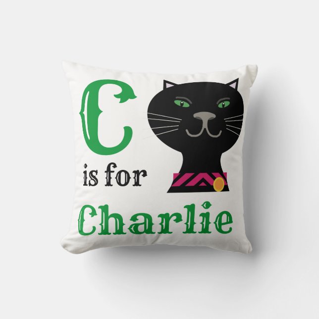 C é para Charlie menino bebê Almofada de lançament (Frente)