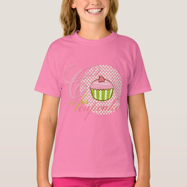 C É Para Cupcake Girls Ringer T-shirt (Frente)