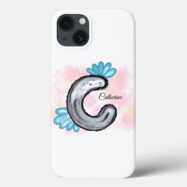 C Floral Azul em Aquarela