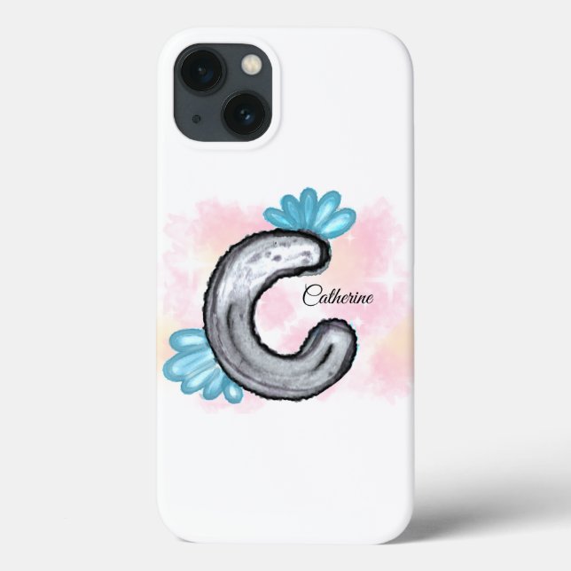 C Floral Azul em Aquarela (Verso)